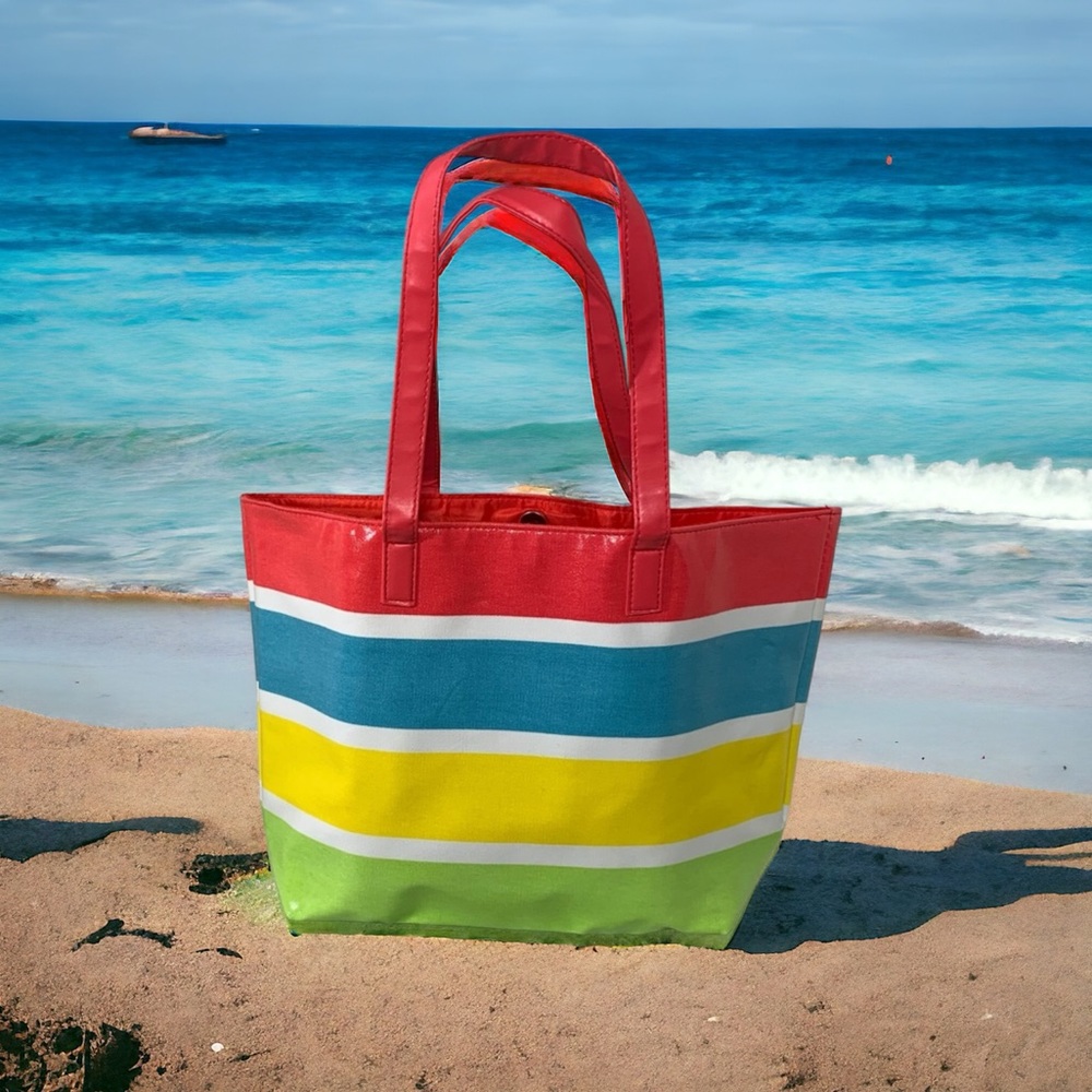 Colorful Chi Coated Canvas Tote Bag Beach